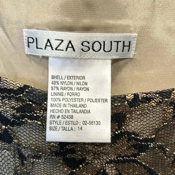 PLAZA SOUTH VINTAGE LACE TOP SIZE 14 GOLD POLYESTER LINING THAILAND MADE  FANCY - Picture 3 of 8